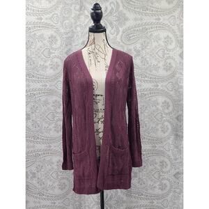 Market & Spruce Cecily pointelle Open Duster cardigan women's Size Small purple